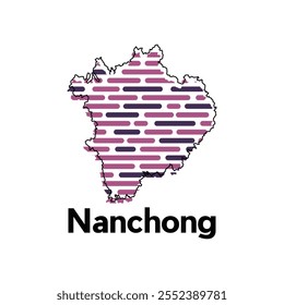 Map of Nanchong City, map technology with outline style modern vector design template, China map suitable for your company