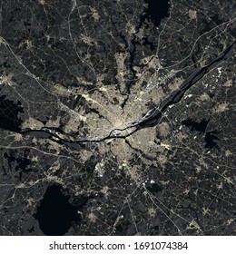 Map Nantes city. Pays-de-la-Loire. France