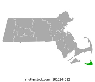 Map Of Nantucket In Massachusetts On White