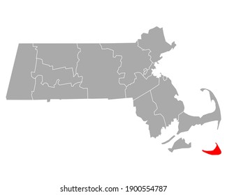 Map Of Nantucket In Massachusetts On White