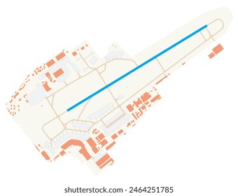 Map of Naples International Airport (Italy). IATA-code: NAP. Airport diagram with runways, taxiways, apron, parking areas and buildings. Map Data from OpenStreetMap.