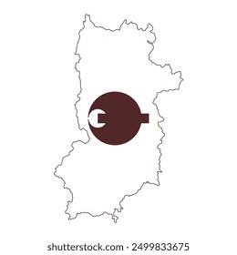 Mapa de la prefectura de Nara con su bandera oficial aislada sobre fondo blanco. Ilustración vectorial