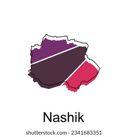 Map of Nashik World Map International vector template with outline, graphic sketch style isolated on white background