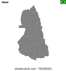 map of Natal city with borders of the districts