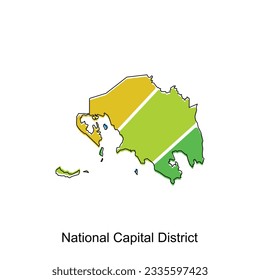 Map of National Capital District vector design template, national borders and important cities illustration