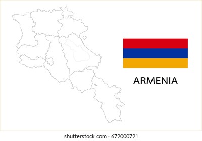 Map and National flag of Armenia.