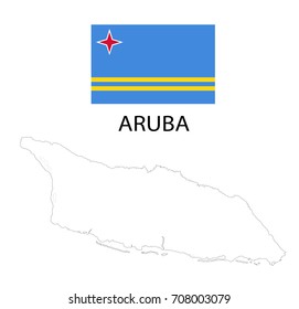 Map and National flag of Aruba (Netherlands).