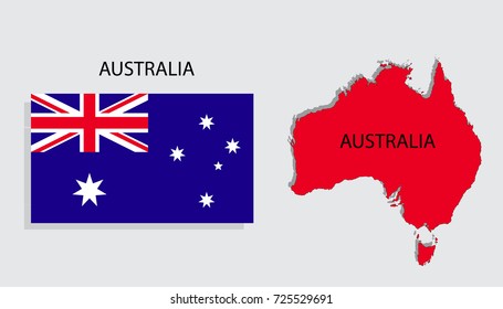 Map and National flag of Australia