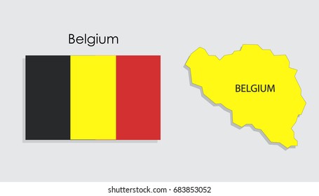 Map and National flag of Belgium