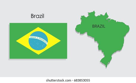 Map and National flag of Brazil 
