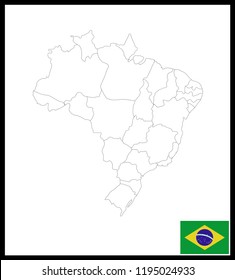 Map and National flag of Brazil,Map Of Brazil With Flag Isolated On White Background,Vector Illustration Flag and Map of Brazil for continue.