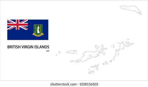 Map and National flag of British Virgin Islands (UK),Map Of British Virgin Islands (UK) With Flag Isolated On White Background,Vector Illustration Flag and Map of British Virgin Islands for continue.