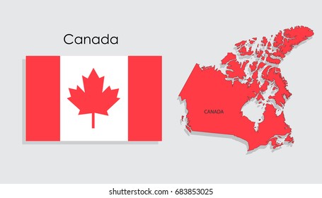 Map and National flag of Canada