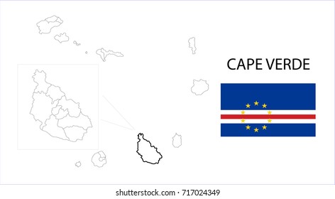 Map and National flag of CAPE Verde.
