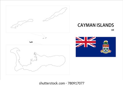 Map and National flag of Cayman Islands (UK).