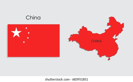 Map and National flag of China