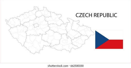 Map and National flag of Czech Republic.
