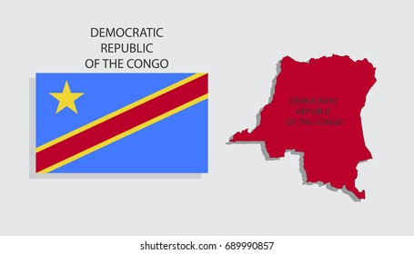 Map and National flag of Democratic Republic of the Congo
