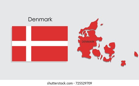 Map and National flag of Denmark