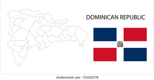 Map and National flag of Dominican Republic.