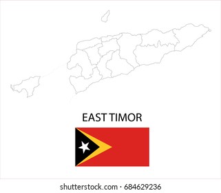 Map and National flag of East Timor.