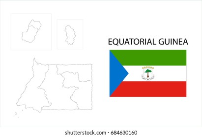 Map and National flag of Equatorial Guinea.