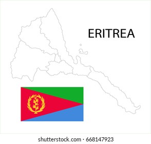 Map and National flag of Eritrea.