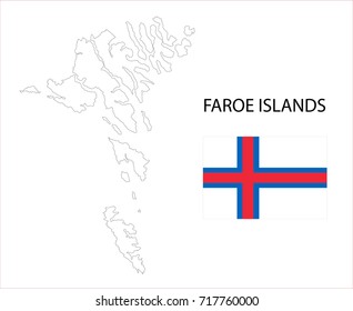 Map and National flag of Faroe Islands.