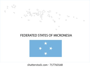 Map and National flag of Federated States of Micronesia.