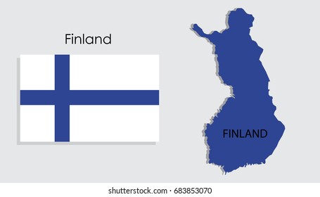 Map and National flag of Finland