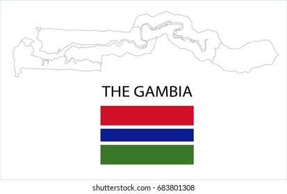 Map and National flag of The Gambia.