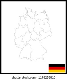 Map and National flag of Germany,Map Of Germany With Flag Isolated On White Background,Vector Illustration Flag and Map of Germany for continue.