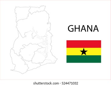 Map and National flag of Ghana.