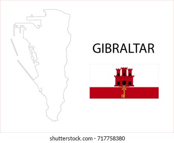 Map and National flag of Gibraltar.