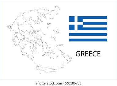 Map and National flag of Greece.