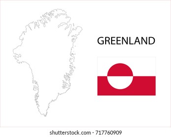 Map and National flag of Greenland.