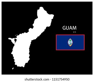 Map and National flag of Guam (U.S.),Map Of Guam (U.S.) With Flag Isolated On Black Background,Vector Illustration Flag and Map of Guam (U.S.) for continue.