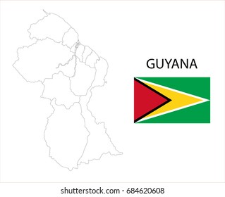 Map and National flag of Guyana.