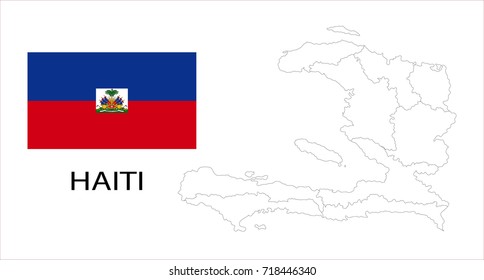 Map and National flag of Haiti.