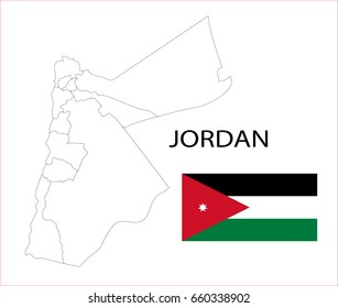 Map and National flag of Hashemite Kingdom of Jordan.