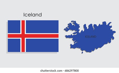 Map and National flag of Iceland