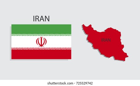 Map and National flag of Iran