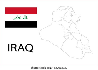 Map and National flag of Iraq.