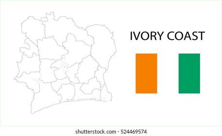 Map and National flag of  Ivory Coast.