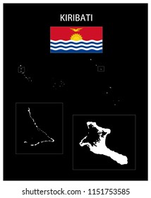 Map and National flag of Kiribati,Map Of Kiribati With Flag Isolated On Black Background,Vector Illustration Flag and Map of Kiribati for continue.