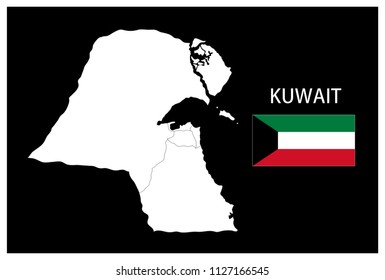 Map and National flag of Kuwait,Map Of Kuwait With Flag Isolated On Black Background,Vector Illustration Flag and Map of Kuwait for continue.