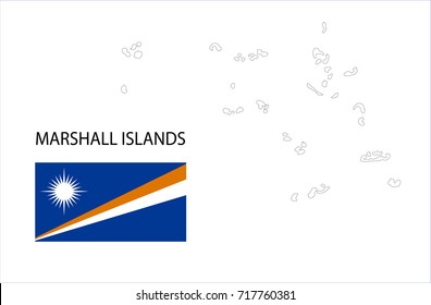 Map and National flag of Marshall Islands.