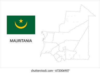 Map and National flag of Mauritania.