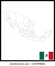Map and National flag of Mexico,Map Of Mexico With Flag Isolated On White Background,Vector Illustration Flag and Map of Mexico for continue.
