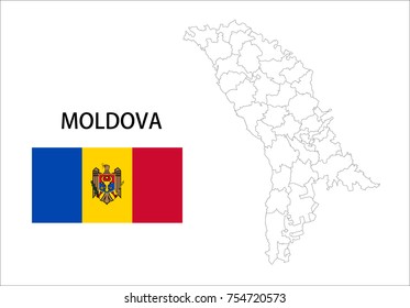 Map and National flag of Moldova.